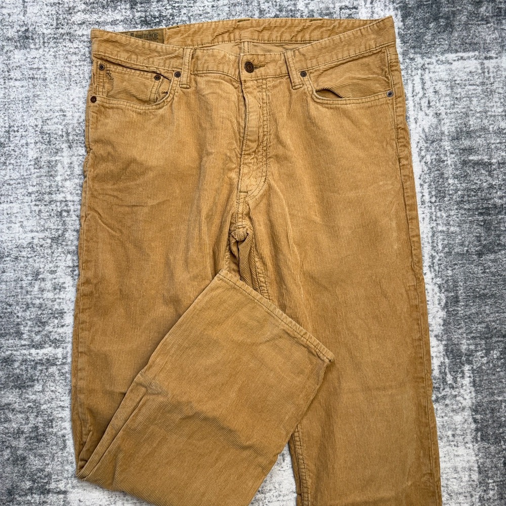 VTG Polo Ralph Lauren Corduroy Pants Men 36x30 Tan 650 Straight Pinwale 5 Pocket